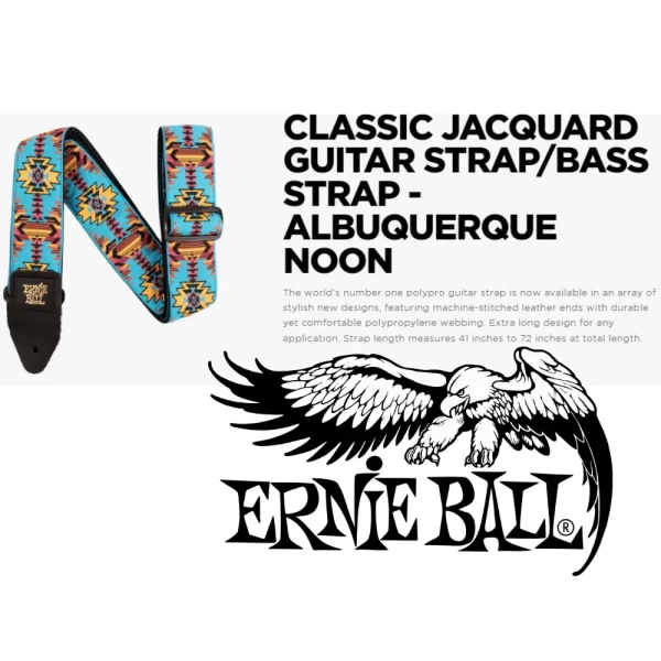 5323 Ernie Ball Albuquerque NOON Jacquard Woven Weave Guitar Strap - Image 4