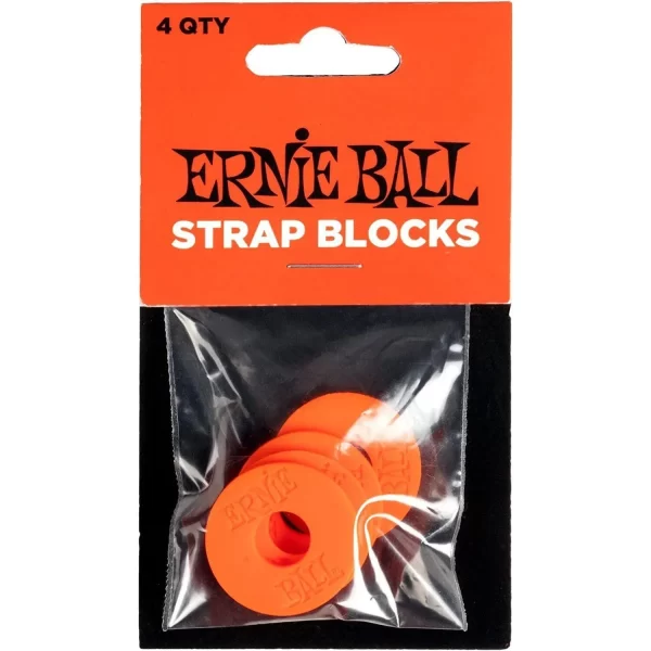 5620 Ernie Ball Guitar Strap Blocks Locks 4 Electric-Bass-Acoustic RED ORANGE - Image 2