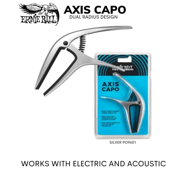 Ernie Ball AXIS CAPO Universal Acoustic & Electric Guitars 9601 SILVER