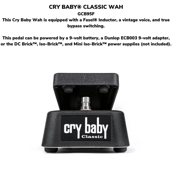 Cry Baby Classic Wah Pedal GCB95F Retro Fasel Inductor W-Cables - Image 3