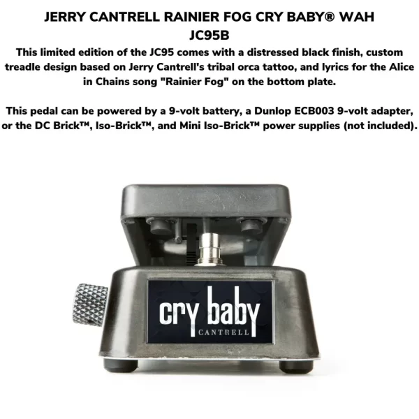 CRY BABY Jerry Cantrell Rainer Fog Distressed Black Wah Pedal W-CABLES JC95B - Image 4