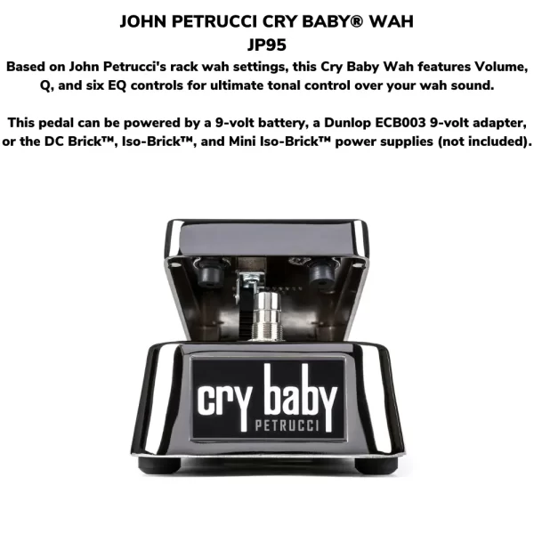 Dunlop JP95 John Petrucci Signature Cry Baby Wah Guitar Effects Pedal W-Cables - Image 3