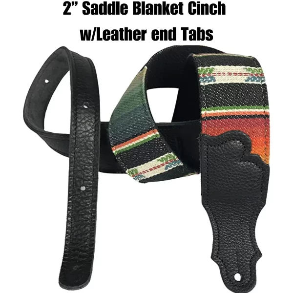 Franklin 2" Guitar Strap Saddle Blanket W/BLACK Leather BLK STRIPE CD2-SB-BKB - Image 2