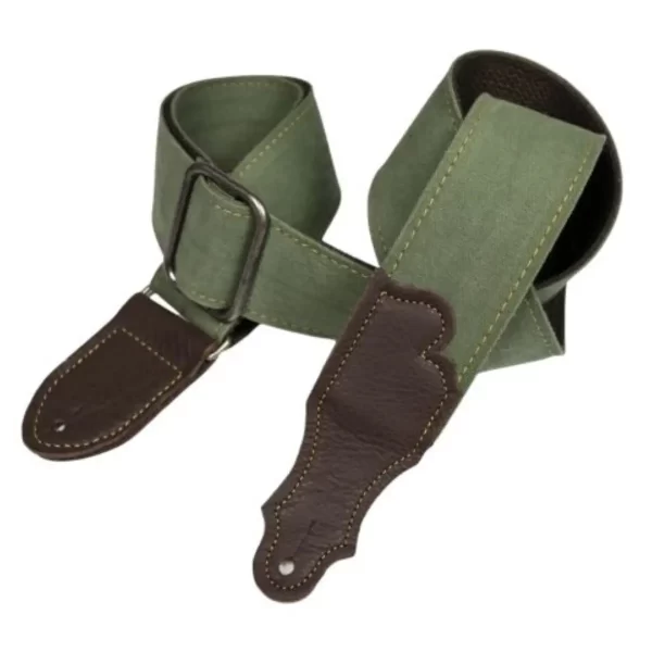 Franklin 2" Guitar Strap Distressed OLIVE Cotton Canvas/CHOCOLATE Leather Ends DD-OL-CH