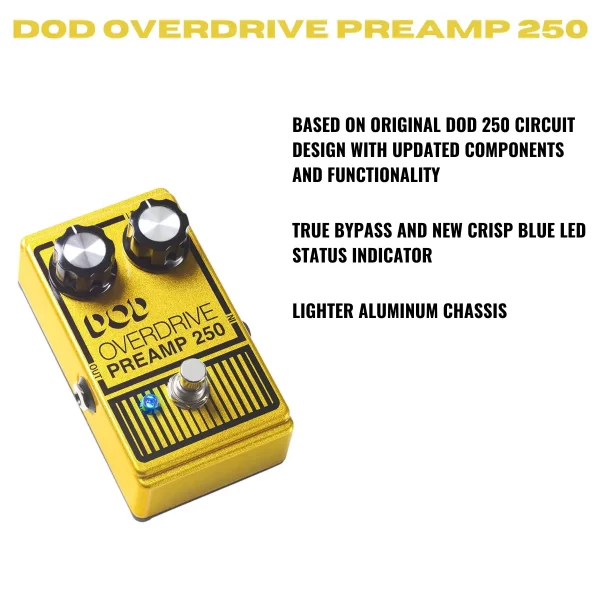 Digitech DOD Overdrive Preamp 250 Distortion Boost Guitar Effect Pedal W-CABLES - Image 9