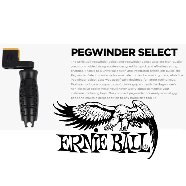 Ernie Ball Pegwinder Select Guitar String Winder W-Bridge Pin Puller 9610 - Image 3