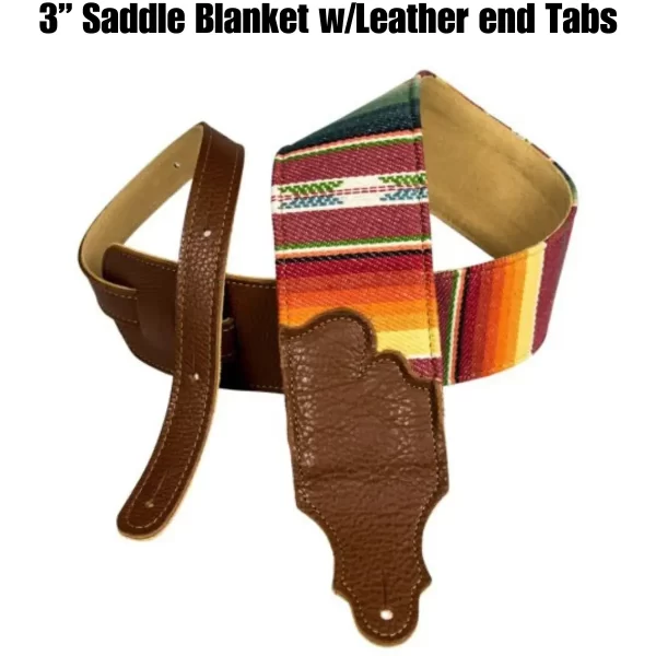 Franklin 3" Guitar / Bass Strap Western Saddle Blanket W/CARAMEL Leather Ends FSCL-SB-CA - Image 2