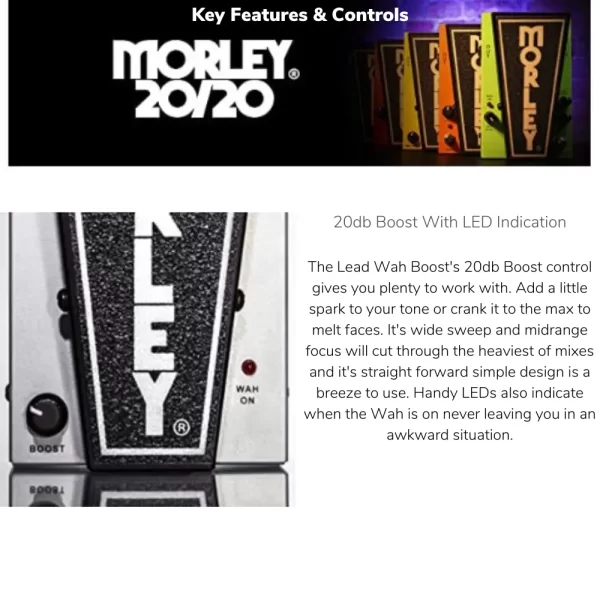 Morley Pedals 20/20 Lead Wah Boost Pedal - MTLW2 - Image 9