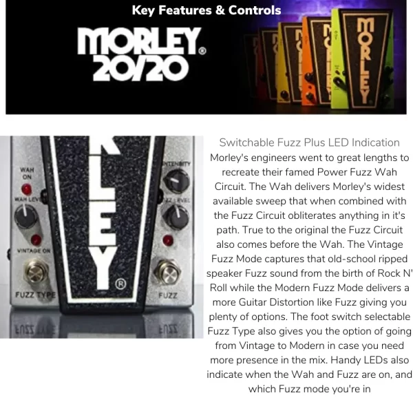 MORLEY POWER FUZZ WAH SWITCHLESS MTPFW GUITAR PEDAL  - Image 14