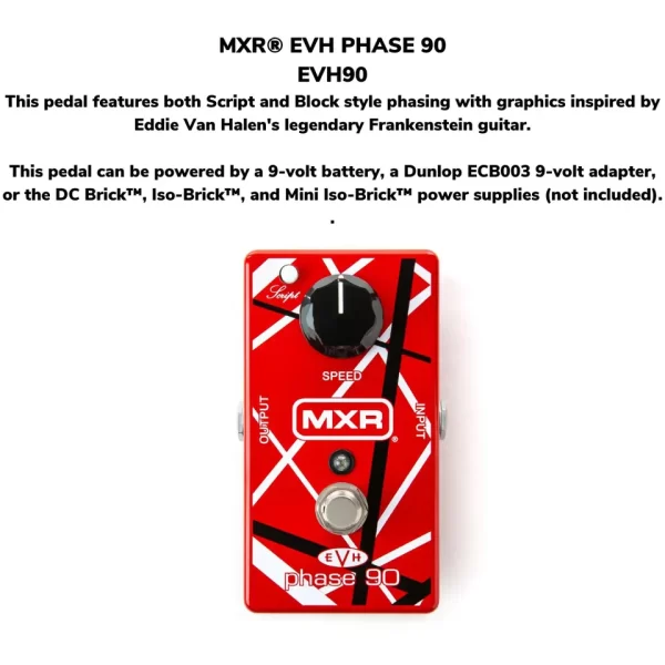 MXR EVH90 Phase 90 Eddie Van Halen Red Phaser Guitar Effects Pedal W/Cables - Image 3