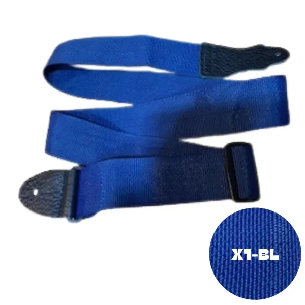 Franklin 2" Guitar Strap / Bass Strap BLUE Premium Poly Web W-Black Leather Ends X1-BL - Image 3