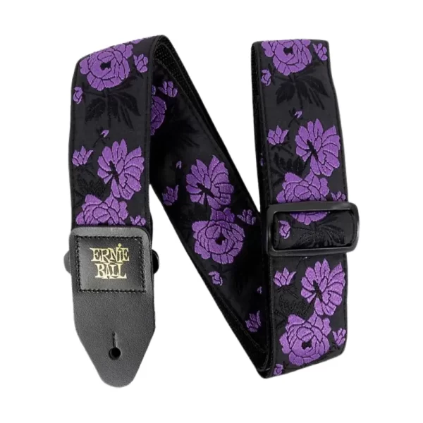 Lavender Rose Ernie Ball Guitar Strap / Bass Strap Jacquard W-Leather Ends 5359 - Image 2