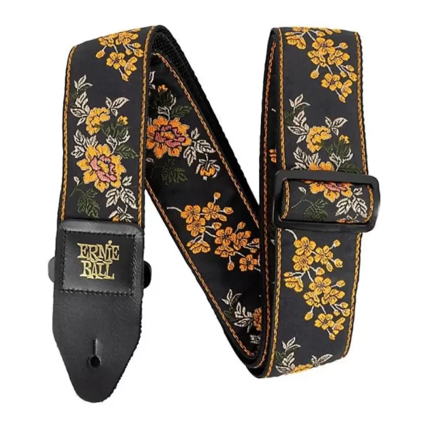 Tangerine Blossom Ernie Ball Guitar Strap / Bass Strap Jacquard W-Leather Ends 5363 - Image 2