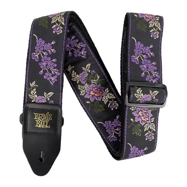 Lavender Blossom Ernie Ball Guitar Strap / Bass Strap Jacquard W-Leather Ends 5364 - Image 2