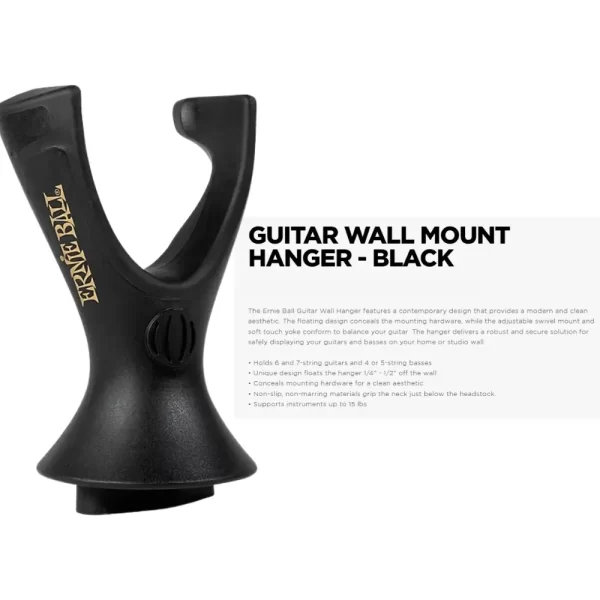 Ernie Ball Guitar Wall Mount Hanger Black 9619  - Image 6