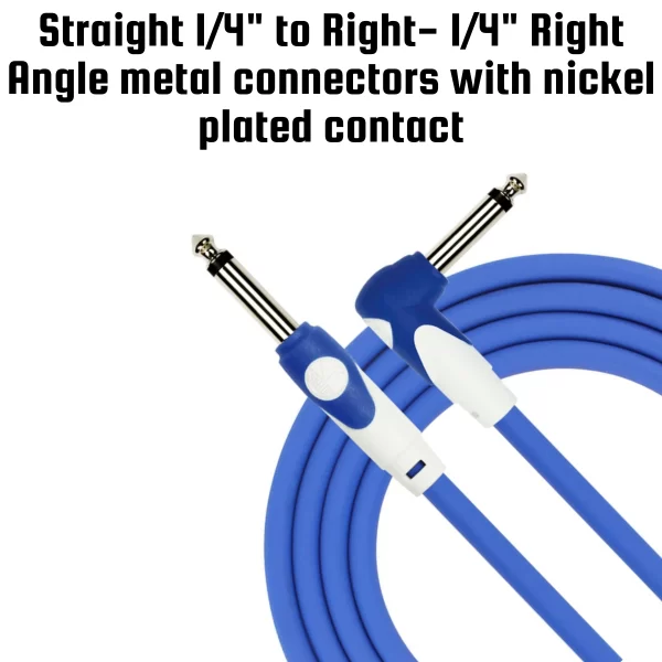 Kirlin 10FT 1/4" STRAIGHT /RT Angle BLUE Guitar Instrument Cable LGI-202/BL 3 PACK - Image 6