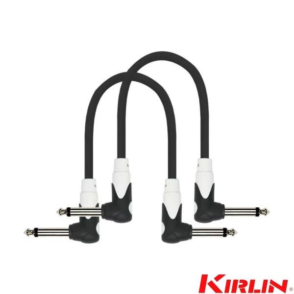 KIRLIN 2PCS/PK Pedal/Patch Cable 1/4" Right Angle Ends LG2-203-6''/BK - Image 2