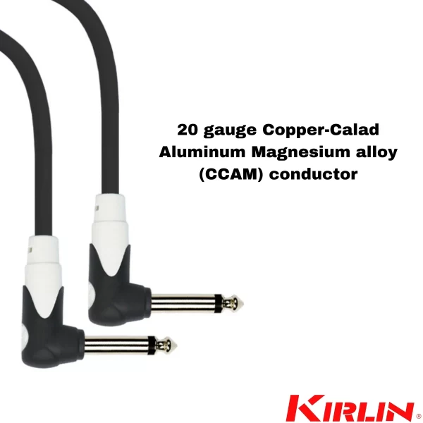 KIRLIN 2PCS/PK Pedal/Patch Cable 1/4" Right Angle Ends LG2-203-6''/BK - Image 4