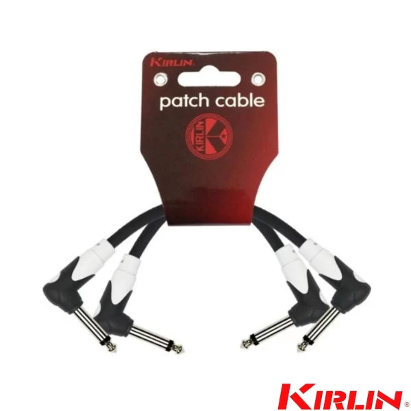 KIRLIN 2PCS/PK Pedal/Patch Cable 1/4" Right Angle Ends LG2-203-6''/BK