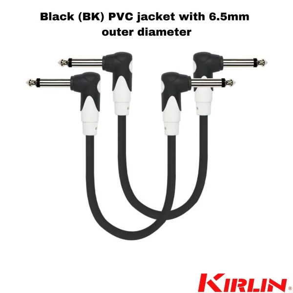 KIRLIN 2PCS/PK Pedal/Patch Cable 1/4" Right Angle Ends LG2-203-6''/BK - Image 6