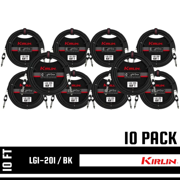 Kirlin 10 FT Guitar LightGear Instrument Cable Black Straight/Same LGI-201/BK - Image 2
